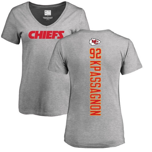 NFL Women's Nike Kansas City Chiefs #92 Tanoh Kpassagnon Ash Backer V-Neck T-Shirt