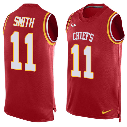Men's Nike Kansas City Chiefs #11 Alex Smith Limited Red Player Name & Number Tank Top NFL Jersey