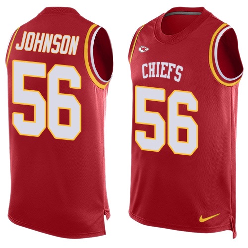 Men's Nike Kansas City Chiefs #56 Derrick Johnson Limited Red Player Name & Number Tank Top NFL Jersey