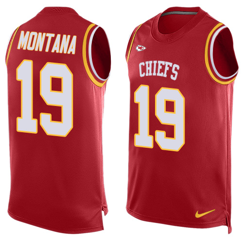 Men's Nike Kansas City Chiefs #19 Joe Montana Limited Red Player Name & Number Tank Top NFL Jersey