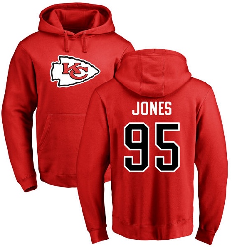 NFL Nike Kansas City Chiefs #95 Chris Jones Red Name & Number Logo Pullover Hoodie