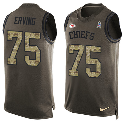 Men's Nike Kansas City Chiefs #75 Cameron Erving Limited Green Salute to Service Tank Top NFL Jersey