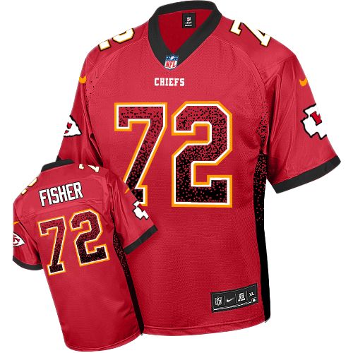 Men's Nike Kansas City Chiefs #72 Eric Fisher Elite Red Drift Fashion NFL Jersey