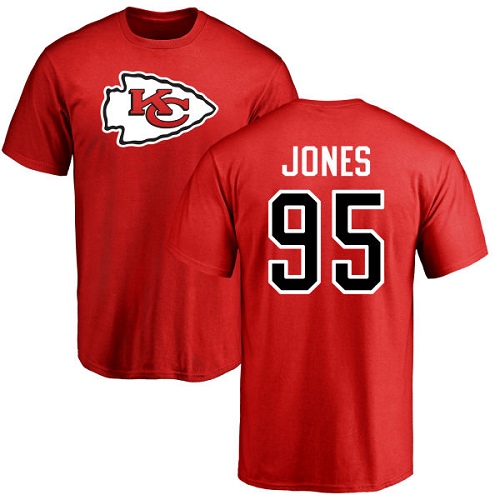 NFL Nike Kansas City Chiefs #95 Chris Jones Red Name & Number Logo T-Shirt