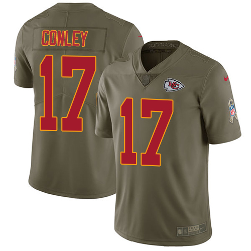 Men's Nike Kansas City Chiefs #17 Chris Conley Limited Olive 2017 Salute to Service NFL Jersey