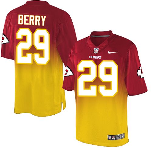 Men's Nike Kansas City Chiefs #29 Eric Berry Elite Red/Gold Fadeaway NFL Jersey