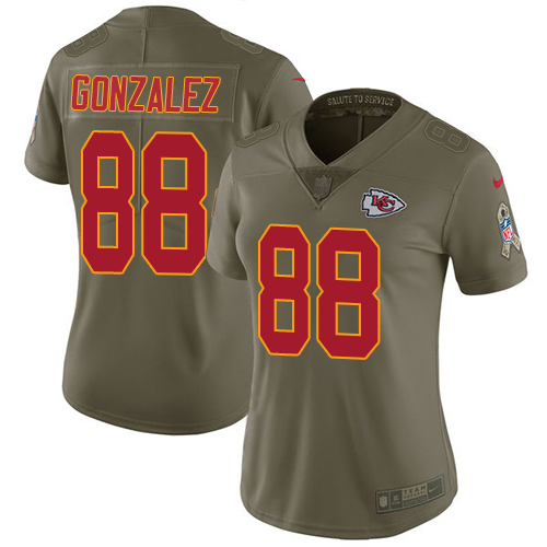 Women's Nike Kansas City Chiefs #88 Tony Gonzalez Limited Olive 2017 Salute to Service NFL Jersey