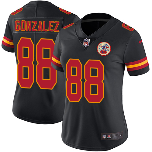 Women's Nike Kansas City Chiefs #88 Tony Gonzalez Limited Black Rush Vapor Untouchable NFL Jersey