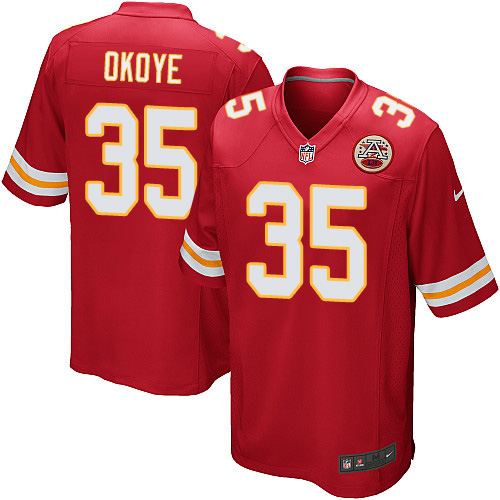 Men's Nike Kansas City Chiefs #35 Christian Okoye Game Red Team Color NFL Jersey