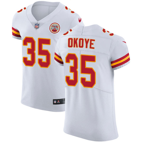 Men's Nike Kansas City Chiefs #35 Christian Okoye White Vapor Untouchable Elite Player NFL Jersey