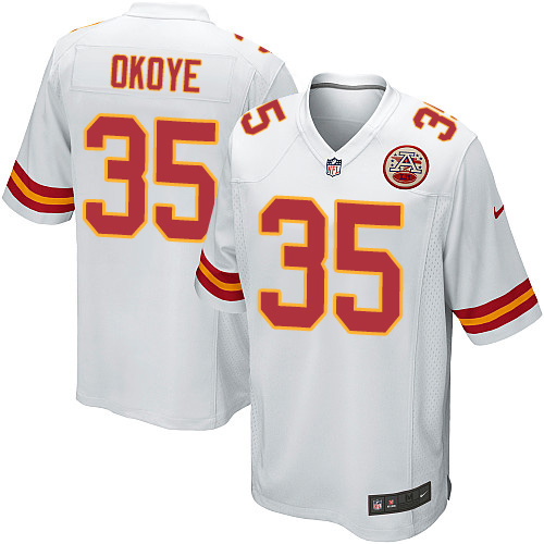 Men's Nike Kansas City Chiefs #35 Christian Okoye Game White NFL Jersey
