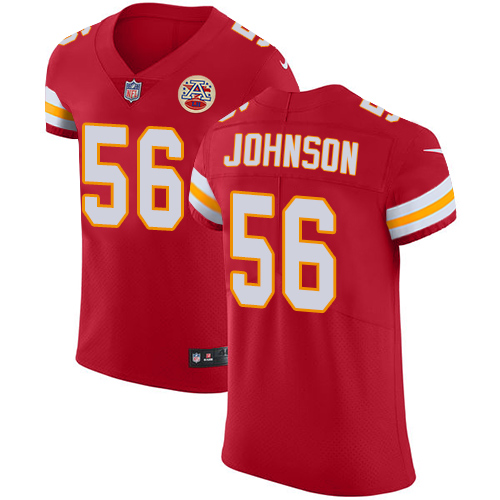 Men's Nike Kansas City Chiefs #56 Derrick Johnson Red Team Color Vapor Untouchable Elite Player NFL Jersey