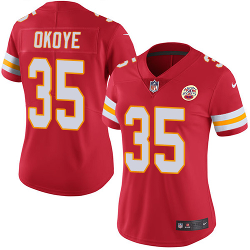 Women's Nike Kansas City Chiefs #35 Christian Okoye Red Team Color Vapor Untouchable Limited Player NFL Jersey