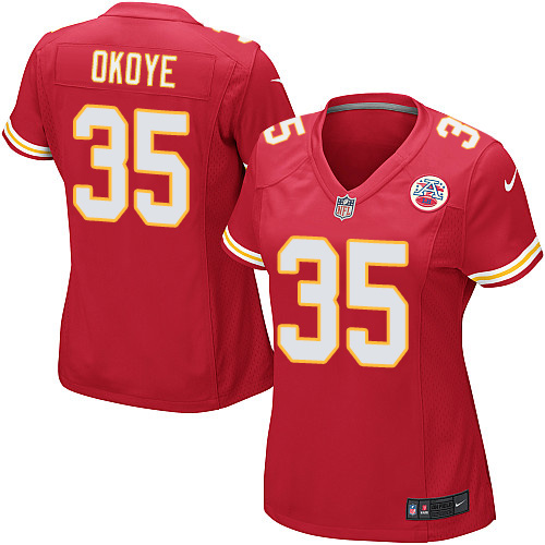 Women's Nike Kansas City Chiefs #35 Christian Okoye Game Red Team Color NFL Jersey
