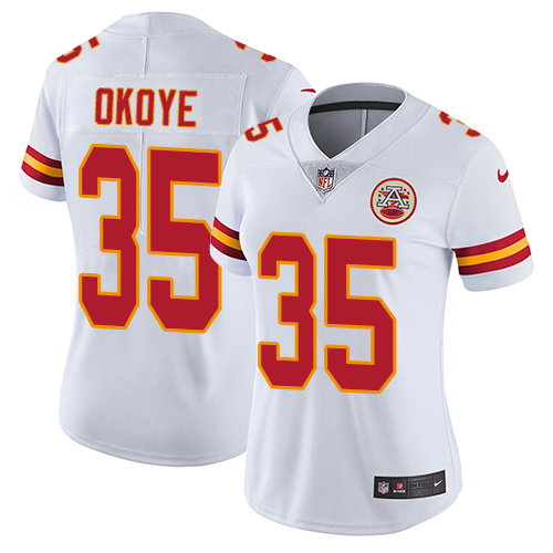 Women's Nike Kansas City Chiefs #35 Christian Okoye White Vapor Untouchable Elite Player NFL Jersey