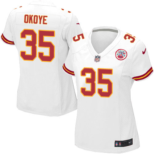 Women's Nike Kansas City Chiefs #35 Christian Okoye Game White NFL Jersey