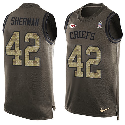 Men's Nike Kansas City Chiefs #42 Anthony Sherman Limited Green Salute to Service Tank Top NFL Jersey