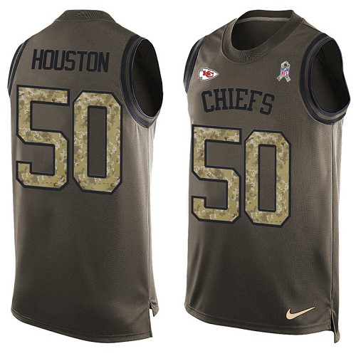 Men's Nike Kansas City Chiefs #50 Justin Houston Limited Green Salute to Service Tank Top NFL Jersey