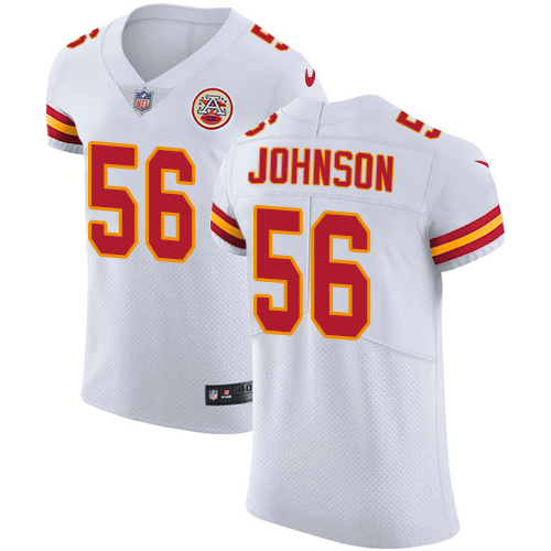 Men's Nike Kansas City Chiefs #56 Derrick Johnson White Vapor Untouchable Elite Player NFL Jersey