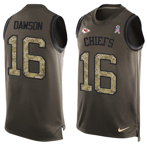 Men's Nike Kansas City Chiefs #16 Len Dawson Limited Green Salute to Service Tank Top NFL Jersey