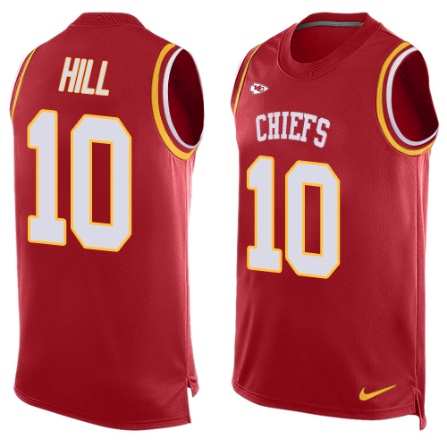 Men's Nike Kansas City Chiefs #10 Tyreek Hill Limited Red Player Name & Number Tank Top NFL Jersey