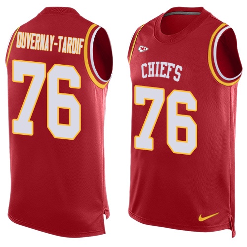Men's Nike Kansas City Chiefs #76 Laurent Duvernay-Tardif Limited Red Player Name & Number Tank Top NFL Jersey
