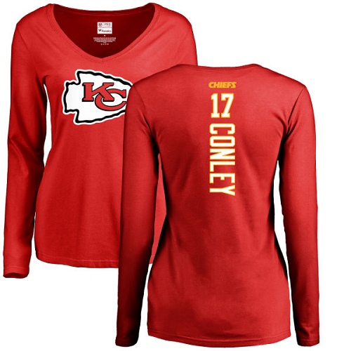 NFL Women's Nike Kansas City Chiefs #17 Chris Conley Red Backer Slim Fit Long Sleeve T-Shirt