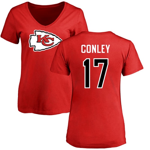 NFL Women's Nike Kansas City Chiefs #17 Chris Conley Red Name & Number Logo Slim Fit T-Shirt