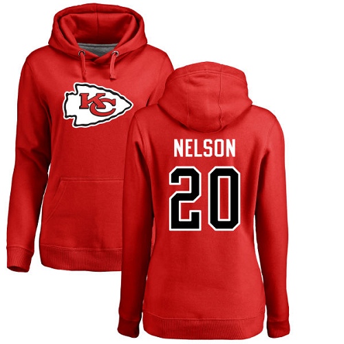 NFL Women's Nike Kansas City Chiefs #20 Steven Nelson Red Name & Number Logo Pullover Hoodie
