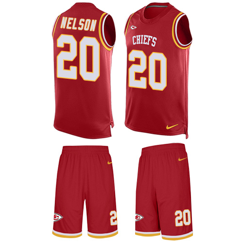 Men's Nike Kansas City Chiefs #20 Steven Nelson Limited Red Tank Top Suit NFL Jersey