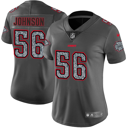 Women's Nike Kansas City Chiefs #56 Derrick Johnson Gray Static Vapor Untouchable Limited NFL Jersey