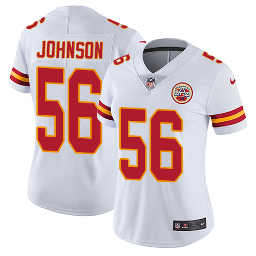 Women's Nike Kansas City Chiefs #56 Derrick Johnson White Vapor Untouchable Elite Player NFL Jersey