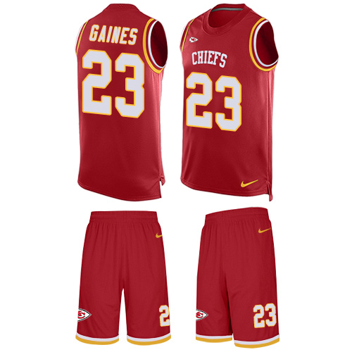 Men's Nike Kansas City Chiefs #23 Phillip Gaines Limited Red Tank Top Suit NFL Jersey