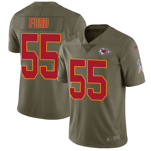 Youth Nike Kansas City Chiefs #55 Dee Ford Limited Olive 2017 Salute to Service NFL Jersey