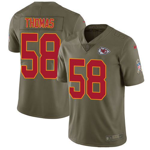 Youth Nike Kansas City Chiefs #58 Derrick Thomas Limited Olive 2017 Salute to Service NFL Jersey