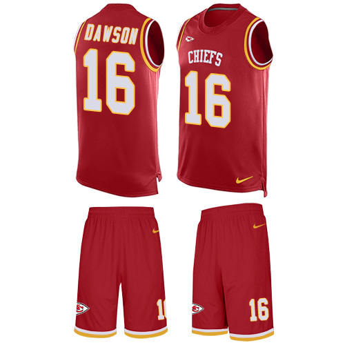 Men's Nike Kansas City Chiefs #16 Len Dawson Limited Red Tank Top Suit NFL Jersey