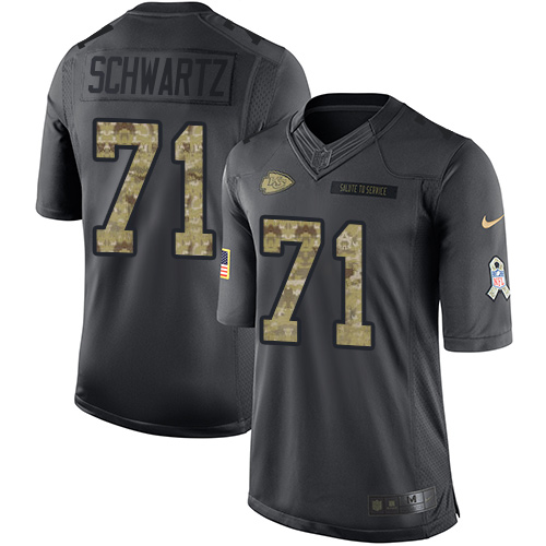 Men's Nike Kansas City Chiefs #71 Mitchell Schwartz Limited Black 2016 Salute to Service NFL Jersey