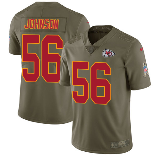Youth Nike Kansas City Chiefs #56 Derrick Johnson Limited Olive 2017 Salute to Service NFL Jersey