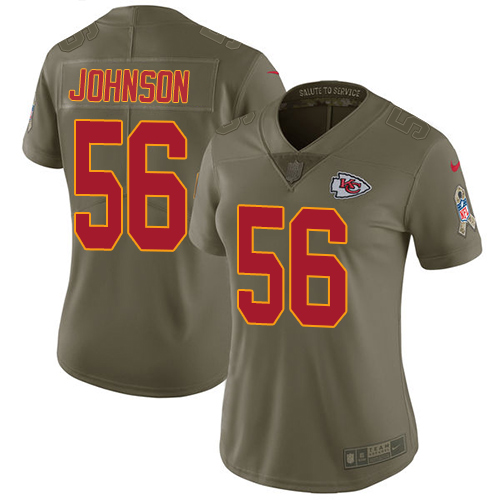 Women's Nike Kansas City Chiefs #56 Derrick Johnson Limited Olive 2017 Salute to Service NFL Jersey
