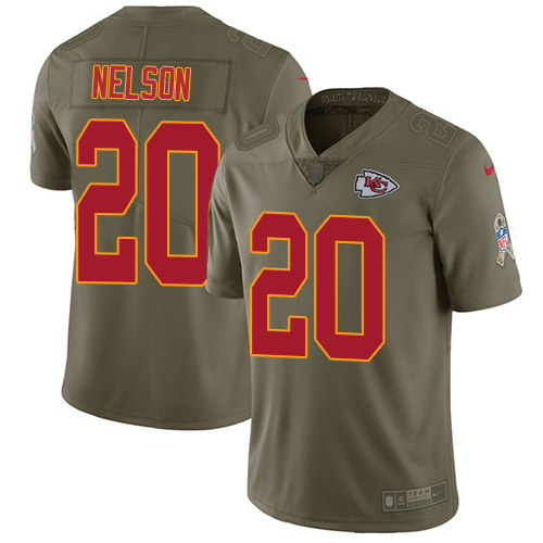 Youth Nike Kansas City Chiefs #20 Steven Nelson Limited Olive 2017 Salute to Service NFL Jersey