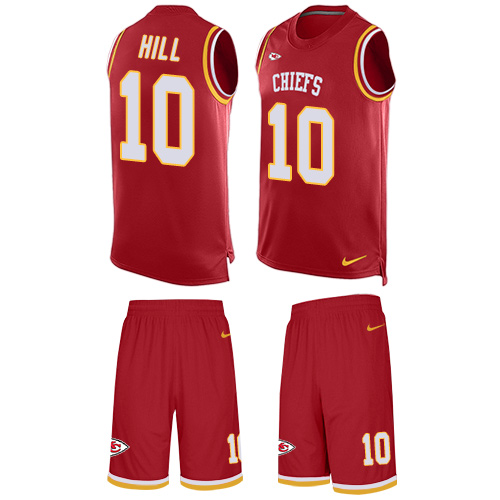Men's Nike Kansas City Chiefs #10 Tyreek Hill Limited Red Tank Top Suit NFL Jersey