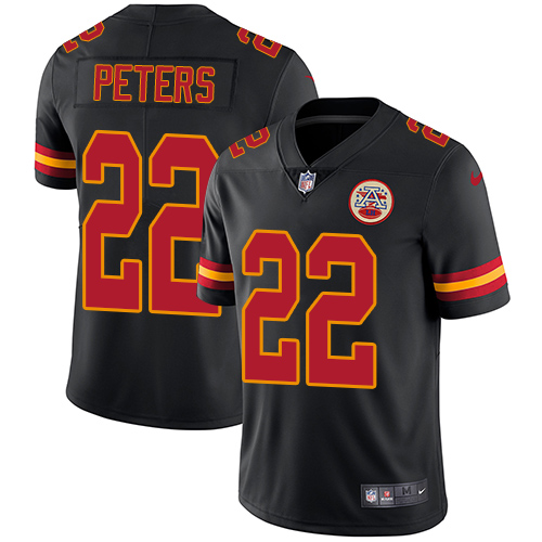 Men's Nike Kansas City Chiefs #22 Marcus Peters Limited Black Rush Vapor Untouchable NFL Jersey