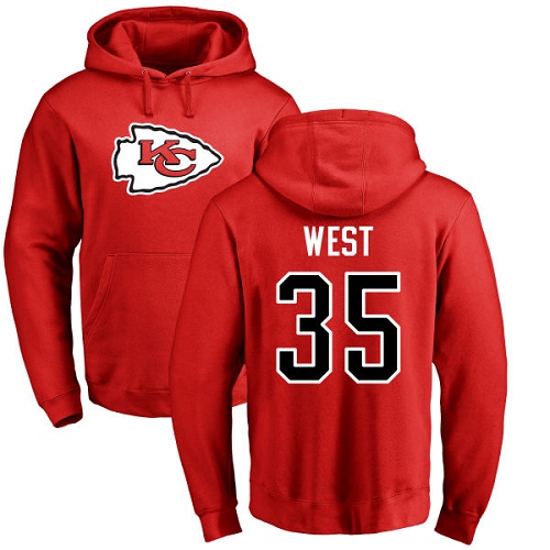 NFL Nike Kansas City Chiefs #35 Charcandrick West Red Name & Number Logo Pullover Hoodie