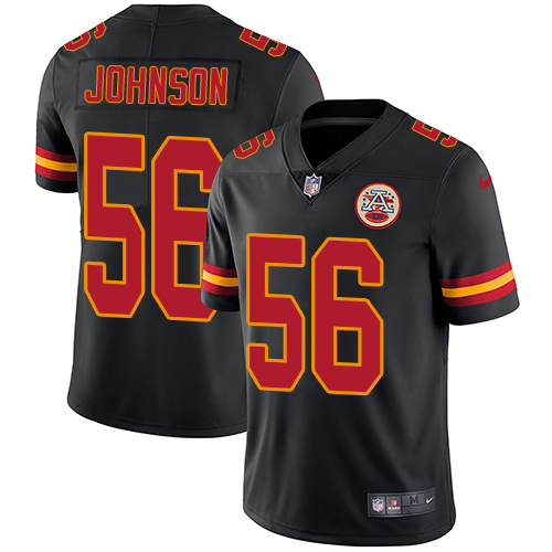 Men's Nike Kansas City Chiefs #56 Derrick Johnson Limited Black Rush Vapor Untouchable NFL Jersey