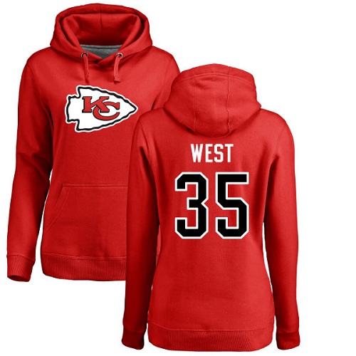 NFL Women's Nike Kansas City Chiefs #35 Charcandrick West Red Name & Number Logo Pullover Hoodie