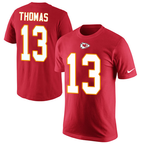 NFL Men's Nike Kansas City Chiefs #13 De'Anthony Thomas Red Rush Pride Name & Number T-Shirt