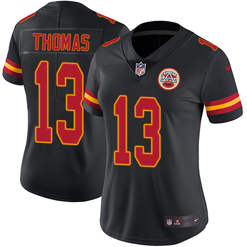 Women's Nike Kansas City Chiefs #13 De'Anthony Thomas Limited Black Rush Vapor Untouchable NFL Jersey