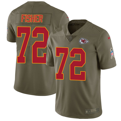 Youth Nike Kansas City Chiefs #72 Eric Fisher Limited Olive 2017 Salute to Service NFL Jersey