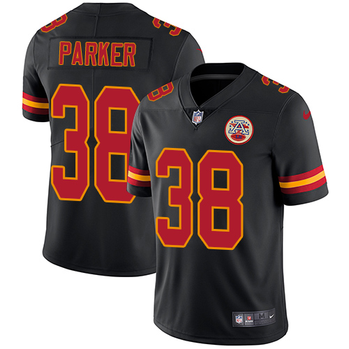 Youth Nike Kansas City Chiefs #38 Ron Parker Limited Black Rush Vapor Untouchable NFL Jersey