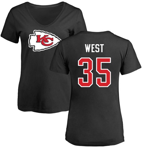 NFL Women's Nike Kansas City Chiefs #35 Charcandrick West Black Name & Number Logo Slim Fit T-Shirt